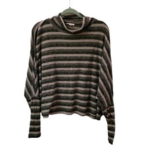 Abound Nordstrom Rack Grey and White Striped Mock Neck Sweater Size XXL